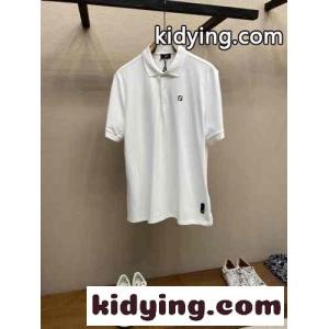 シンプル コットンピケ 半袖ポロシャツ フェンディ コピー Tシャツ コピー ホワイトkid26Xn8z8z