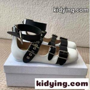 エレガント お洒落 dior コピー Punk バレリーナ スーパーコピー レザー ホワイトkid2619nm8n