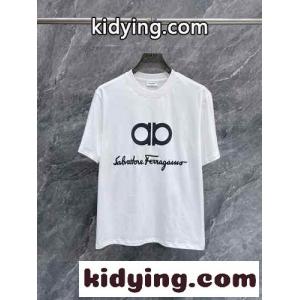シンプル ロゴ入り クルーネックTシャツ サルヴァトーレ・フェラガモ 半袖Tシャツ コピー ホワイトkid26jWLz8b