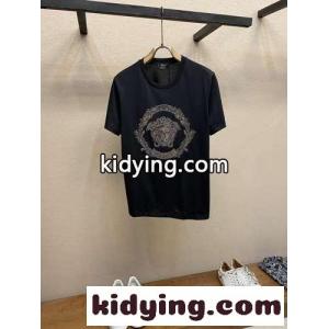 ラインストーン メドゥーサ カルトゥーシュ 半袖Tシャツ ヴェルサーチ スーパーコピーェ Tシャツ スーパーコピー ブラックkid26SnyKbq