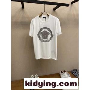 ラインストーン メドゥーサ カルトゥーシュ 半袖Tシャツ ヴェルサーチ ブランド コピーェ Tシャツ スーパーコピー ホワイトkid26r49LHD