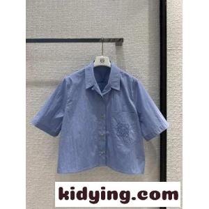 コットンブレンド クロップド シャツ ロエベ コピー シャツ コピー ブルーkid26yiSLLj
