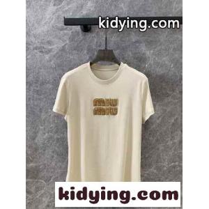 シンプル ロゴ クルーネック ミュウミュウ コピー Tシャツ コピー 半袖Tシャツkid264HT1vq
