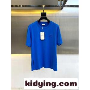 シンプル クルーネック ロゴ入り クリスチャン・ディオール ブランド コピー 半袖Tシャツ コピー ブルーkid26bWX1Lf