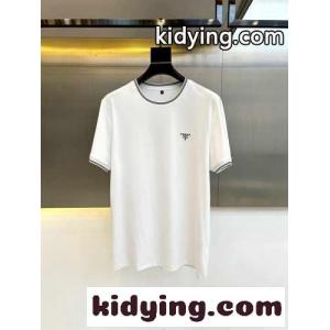 カジュアル ロゴ プラダ コピー 半袖Tシャツ コピー クルーネック ホワイトkid26zKbaiu
