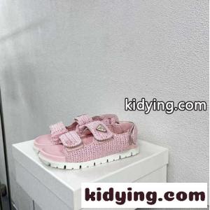 人気 軽量 春夏 レディース クロシェサンダル プラダ コピー サンダル コピー ピンクkid26yGf4Xf