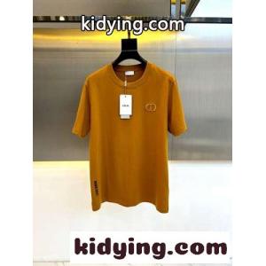 シンプル クルーネック ロゴ入り クリスチャン・ディオール コピーブランド 半袖Tシャツ コピー ブラウンkid26ziSXfq