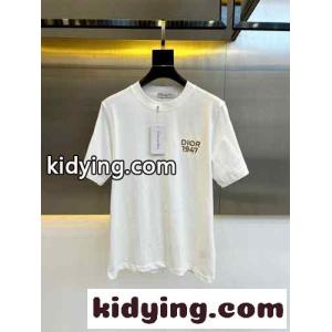 クリスチャン・ディオール コピーブランド 半袖Tシャツ コピー シンプル ロゴ入り クルーネック ホワイトkid260LrWPv