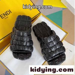 軽量 ラバースライド フェンディ コピー サンダル スーパーコピー 厚底 ブラックkid26bm05ja