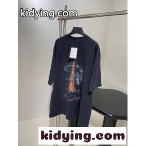 バレンシアガ コピー 半袖Tシャツ コピー ユニセックス オーバーサイズ プリント Tシャツkid26ri4LXn