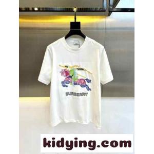 マルチカラー ロゴ刺繍 クルーネック バーバリー スーパーコピー 半袖Tシャツ コピー ホワイトkid264rOH1z