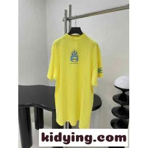 カジュアル プリント オーバーサイズTシャツ バレンシアガ ブランド コピー 半袖Tシャツ コピー イエローkid26aCmGzC