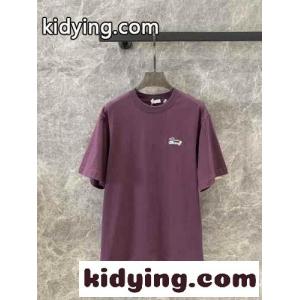 定番 刺繍入り クルーネック コットンTシャツ バーバリー ブランド コピー 半袖Tシャツ コピー パープルkid264fOv8r