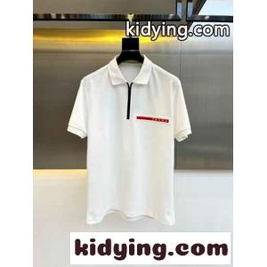 カジュアル ロゴ入り コットンピケ ポロシャツ プラダ コピー 半袖Tシャツ コピー ホワイトkid26mWH9ri