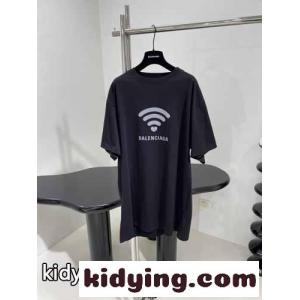 カジュアル バレンシアガ ブランド コピー 半袖Tシャツ コピー オーバーサイズ Tシャツ ユニセックス ブラックkid26C8X5Lv