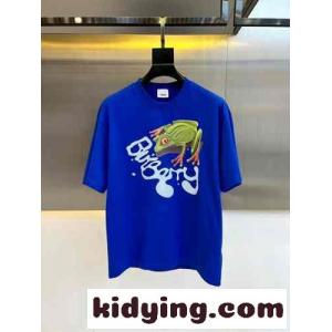 カジュアル フロッグ コットンTシャツ バーバリー スーパーコピー 半袖Tシャツ コピー ブルーkid264D89nm