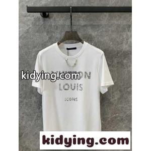 人気 ロゴプリント コットン Tシャツ ルイ・ヴィトン 半袖Tシャツ コピー ホワイトkid26niWzWj