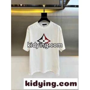 カジュアル プリント クルーネック ルイ・ヴィトン 半袖Tシャツ コピー ホワイトkid26TDC4fq