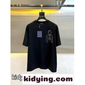 ルイ・ヴィトン 半袖Tシャツ コピー おしゃれ ロゴ クルーネック ブラックkid26HLT1Xj