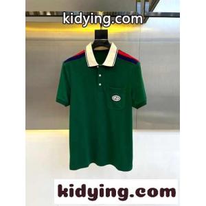 GG パッチ付き コットン ポロシャツ グッチ コピーブランド 半袖Tシャツ コピー グリーンkid268X5Xnq
