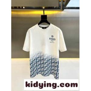 注目される ロゴプリント フェンディ ブランド コピー 半袖Tシャツ コピー クルーネック ホワイトkid264zaOTb