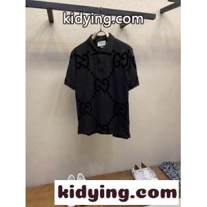 洗練された カジュアル グッチ スーパーコピー 半袖Tシャツ コピー コットン ポロシャツ ブラックkid26bq85Dy