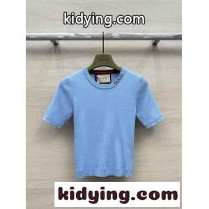 春夏 ラウンドネック 半袖 ニットトップス グッチ コピー ニット コピー ブルーkid26r8X5na
