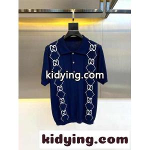 春夏 快適 GG グッチ コピーブランド 半袖Tシャツ コピー ニット ポロシャツ ブルーkid26ei0TDq