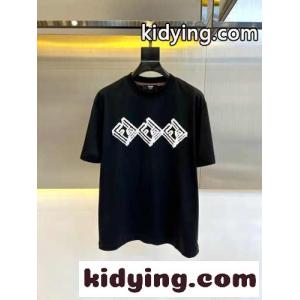 定番 ロゴ シルケットコットン フェンディ コピーブランド 半袖Tシャツ コピー ブラックkid26SnmuSr