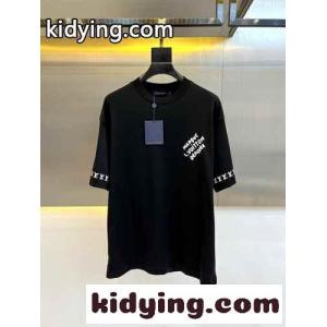 おしゃれ ロゴ ルイ・ヴィトン 半袖Tシャツ コピー クルーネック ブラックkid26uSbm8D