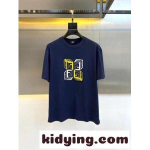 おしゃれ 合わせやすい 刺繍入り フェンディ スーパーコピー 半袖Tシャツ コピー クルーネック ブルーkid26Hfe41v