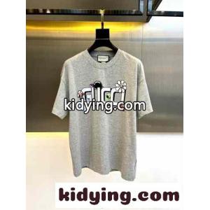 グッチ コピーブランド 半袖Tシャツ コピー 快適 コットン Tシャツ クルーネック グレーkid26Xnai0v