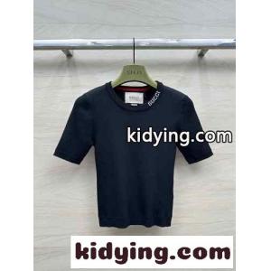 春夏 ラウンドネック 半袖 ニットトップス グッチ コピー ニット コピー ブラックkid261f8Pry