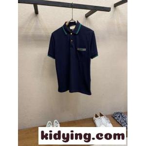 グッチ ブランド コピー 半袖Tシャツ コピー ウェブ＆インターロッキングG コットン ポロシャツ ブルーkid26aaeSne