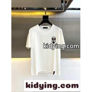 レザーパッチ付き クルーネック フェンディ コピー 半袖Tシャツ コピー ホワイトkid26uO5XLb