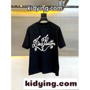 ルイ・ヴィトン 半袖Tシャツ コピー 人気 おしゃれ ロゴ コットンtシャツ ブラックkid26i4P99v