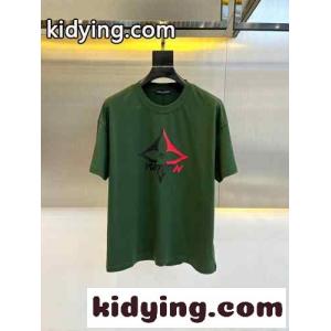 カジュアル プリント クルーネック ルイ・ヴィトン 半袖Tシャツ コピー グリーンkid269HTHHj