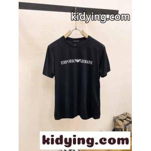春夏 定番 クルーネック ロゴ アルマーニ コピーブランド 半袖Tシャツ コピー ブラックkid26GraGne