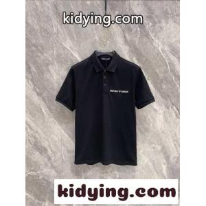 アルマーニ ブランド コピー 半袖Tシャツ コピー シンプル カジュアル ロゴ コットンピケ ポロシャツ ブラックkid26TT1DiC