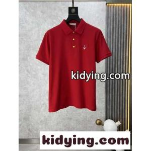 トムブラウン ブランド コピー 半袖Tシャツ コピー カジュアル コットンピケ ポロシャツ レッドkid26raeS1D