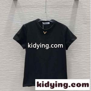 Vロゴ ジャージーコットン Tシャツ ヴァレンティノ ブランド コピー 半袖Tシャツ コピー ブラックkid26XLzOri