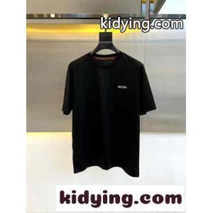 シンプル ロゴ入り クルーネック エルメネジルド・ゼニア 半袖Tシャツ コピー ブラックkid2659Lb8n