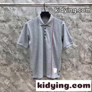 定番 カジュアル ストライプ ポロシャツ トムブラウン コピー 半袖Tシャツ コピー グレーkid260vSPry