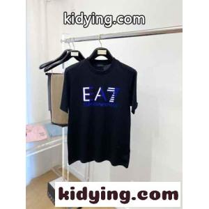 ベーシック ロゴプリント コットンTシャツ アルマーニ スーパーコピー 半袖Tシャツ コピー ブラックkid26KTD4bm