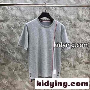 RWB ストライプ Tシャツ トムブラウン ブランド コピー 半袖Tシャツ コピー グレーkid26iOjeuu