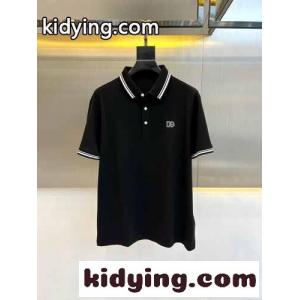 カジュアル 定番 コットンピケ ポロシャツ ドルチェ&ガッバーナ スーパーコピー 半袖Tシャツ コピー ブラックkid26ieuGTv