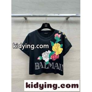 balmain コピー ヴィンテージ ローズ プリント Tシャツ バルマン コピー 半袖Tシャツ コピー レディースkid260T5PXf