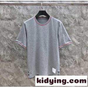 カジュアル ストライプ Tシャツ トムブラウン スーパーコピー 半袖Tシャツ コピー グレーkid26Dmqu0n