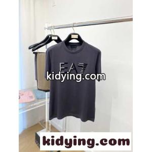 ベーシック ロゴプリント コットンTシャツ アルマーニ ブランド コピー 半袖Tシャツ コピー グレーkid26SrKH5D