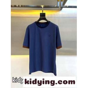 カジュアル ゆったり 快適 エルメネジルド・ゼニア 半袖Tシャツ コピー ブルーkid261P5L1r